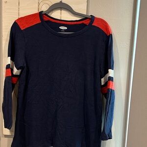 Old Navy Navy and Orange Long Sleeve Tee